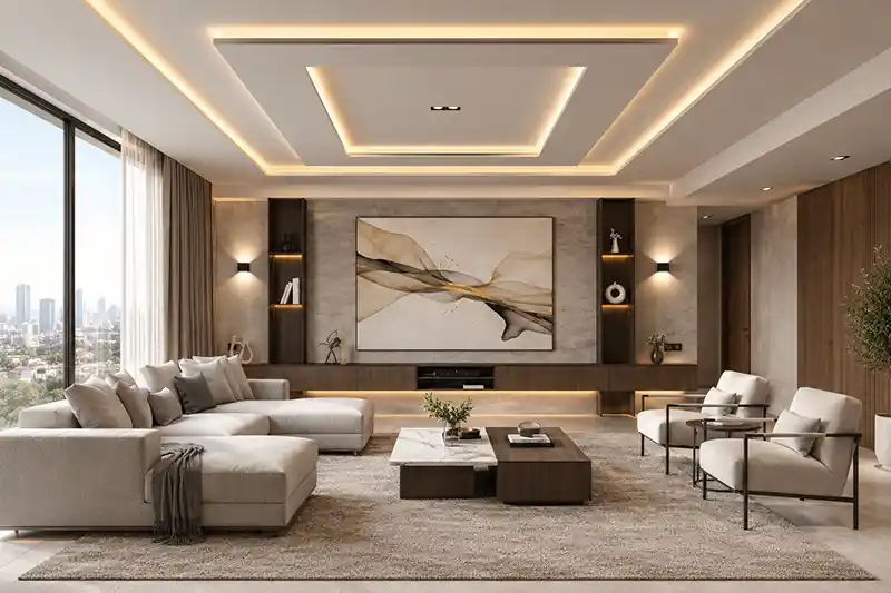 ZCO Industries Pvt Ltd - ZCO Homes Interior Designs - Ceiling & Wall Designs - Luxurious Modern Living Room Retreat