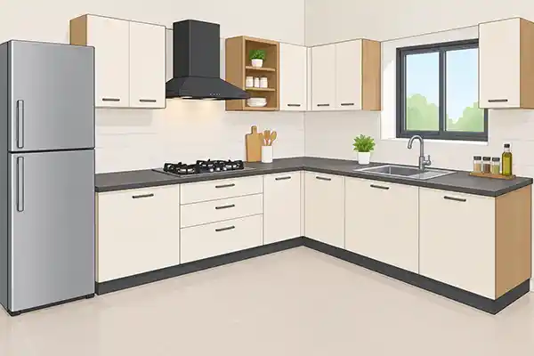 L-shaped modular kitchen
