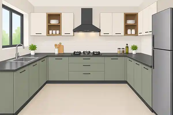 U-shaped modular kitchen